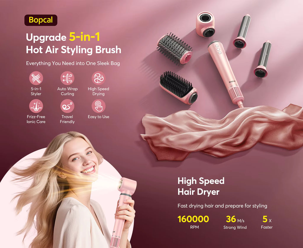 High Speed 5 in 1 Hair Dryer Hot Air Comb Set