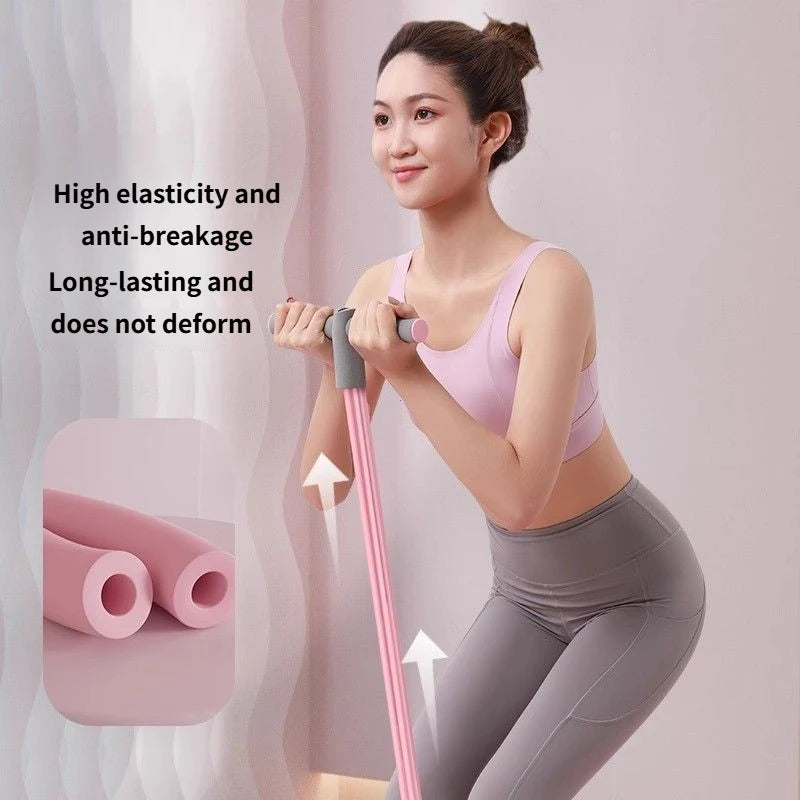 Resistance Bands 4-Tube Yoga Pedal Puller Resistance Band Elastic Pull Rope Fitness Equipment for Abdomen Waist Arm Training