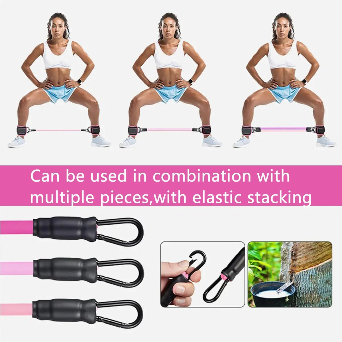 Adjustable Pilates Fitness Stick Yoga Rod Stretch Back Trainer Pull-up Home Tension Rope