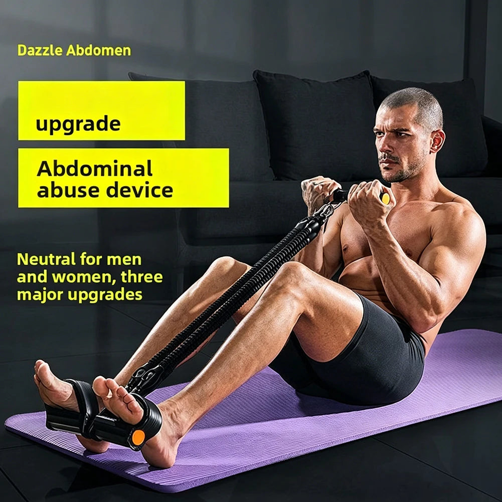 Foot Press Resistance Band,4-Tube Foot Pedal Exerciser,Sit-Up Assistant Device For Home,Pedal Resistance Band For Abs Workout