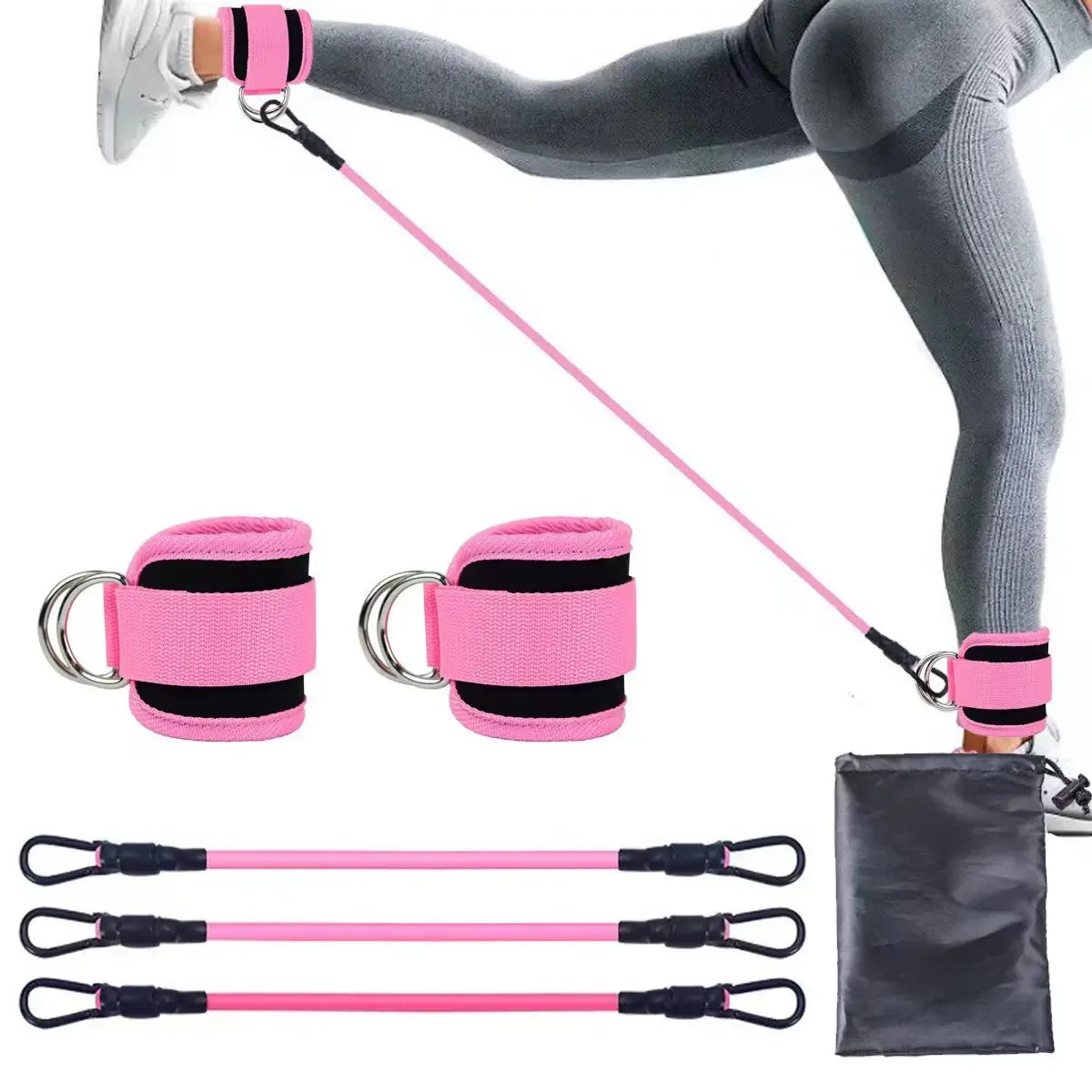 Adjustable Pilates Fitness Stick Yoga Rod Stretch Back Trainer Pull-up Home Tension Rope
