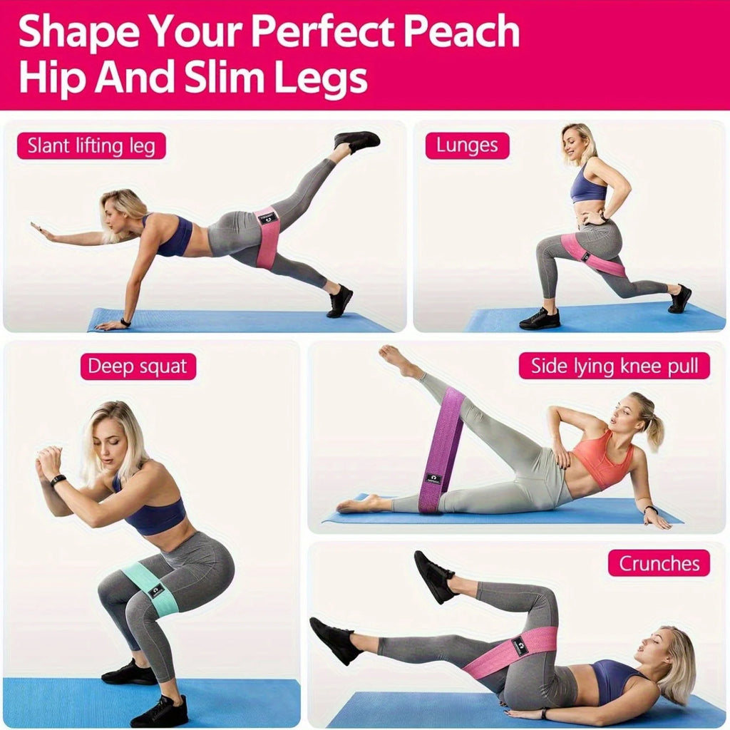 Fabric Resistance Bands for Working Out, 3 Set of Stretch Bands for Booty Legs