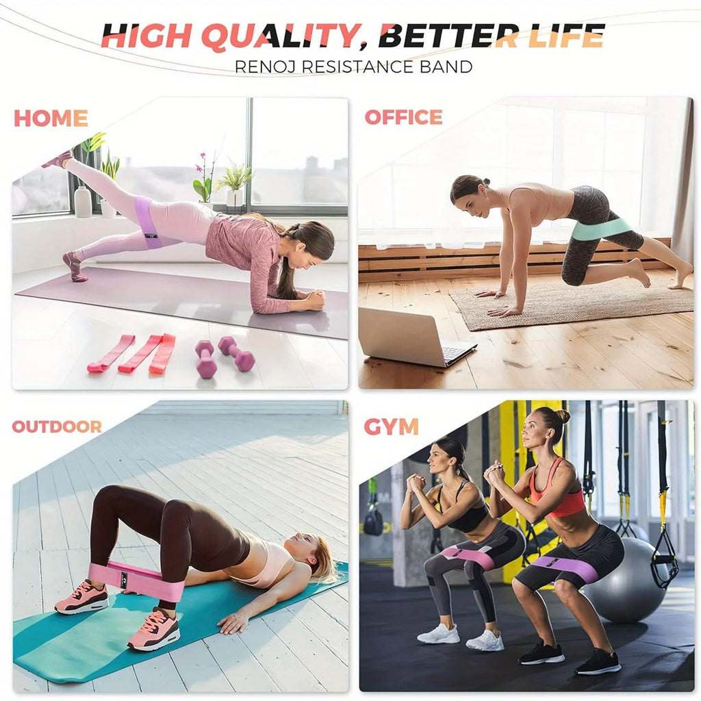 Fabric Resistance Bands for Working Out, 3 Set of Stretch Bands for Booty Legs