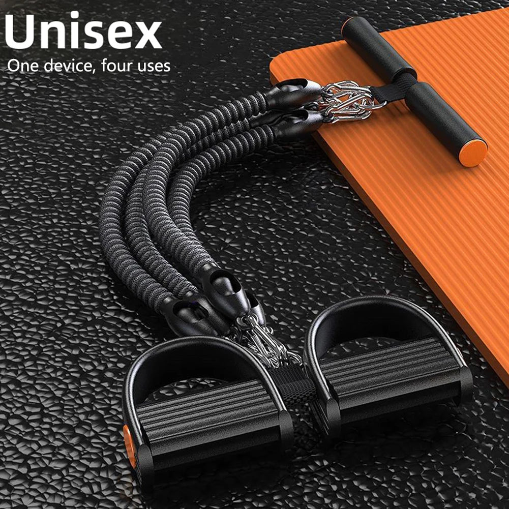 Foot Press Resistance Band,4-Tube Foot Pedal Exerciser,Sit-Up Assistant Device For Home,Pedal Resistance Band For Abs Workout