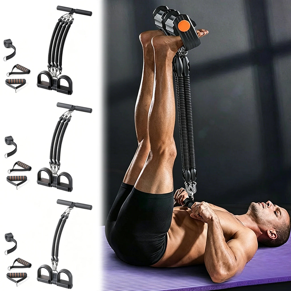 Foot Press Resistance Band,4-Tube Foot Pedal Exerciser,Sit-Up Assistant Device For Home,Pedal Resistance Band For Abs Workout