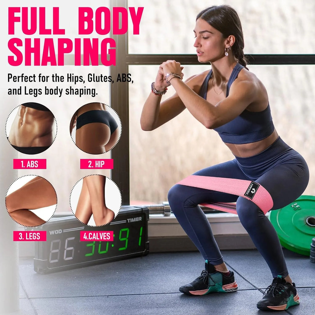 Fabric Resistance Bands for Working Out, 3 Set of Stretch Bands for Booty Legs