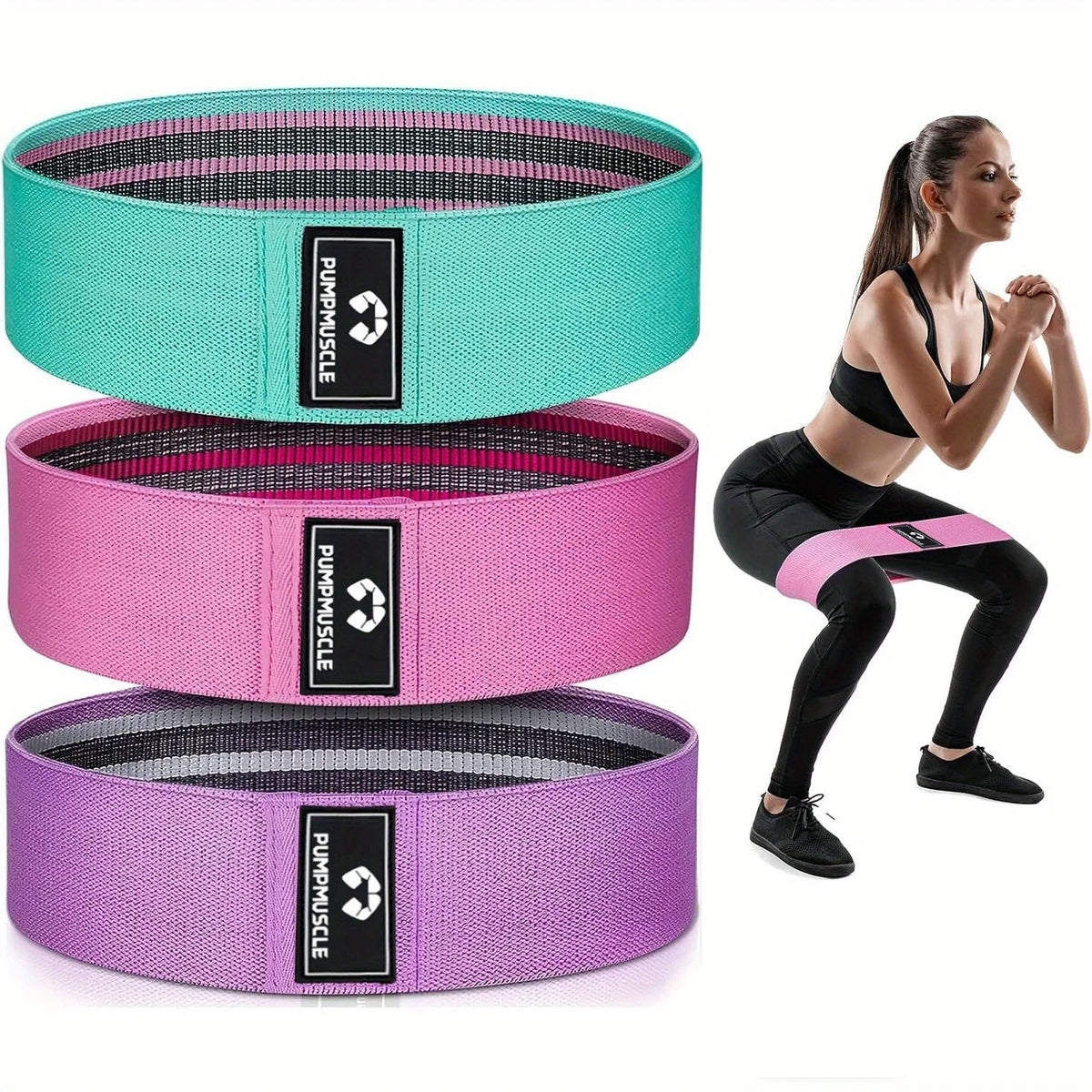 Fabric Resistance Bands for Working Out, 3 Set of Stretch Bands for Booty Legs